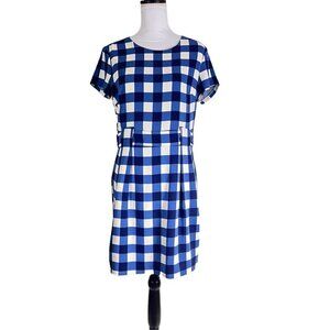 Cynthia Steffe Short Sleeve Blue & White Gingham Belted Dress size 8